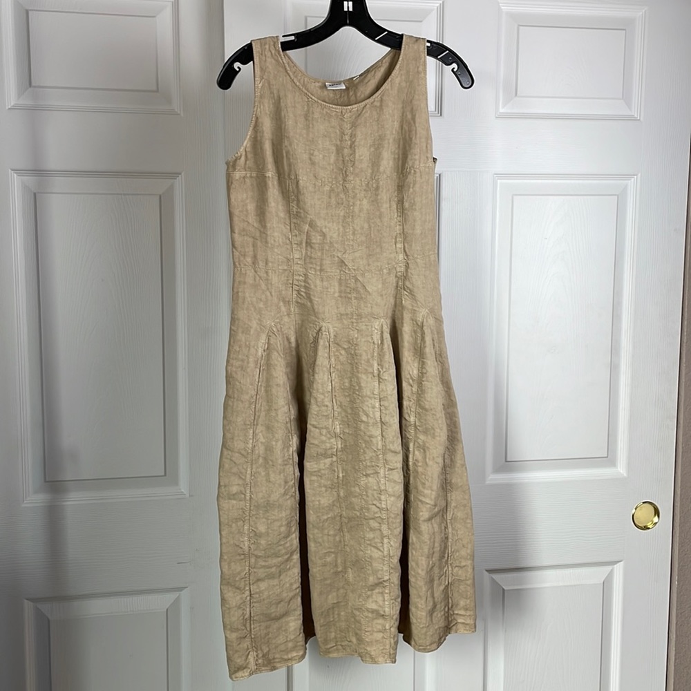 Aspesi Off-White Linen Pleated Mini Dress